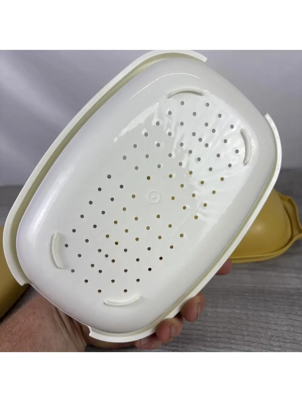 Tupperware Harvest Gold 3 Piece Microwave Vegetable Rice Steamer Strainer 1273-7